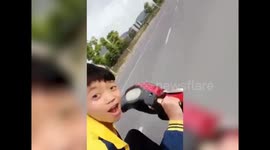 Chinese boys film sickening scooter crash while taking selfies