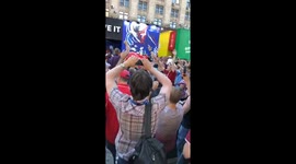 Liverpool fans making noise in the Fanzone Kiev