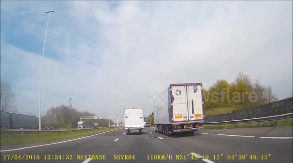 dashcam almost hit truck