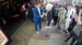 John Barrowman and Cindy Lauper arrive at Kinky Boots Gala Night in London