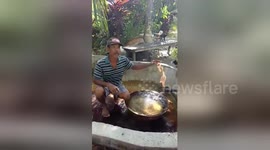 Local sets fire to fountain full of natural gas in southern Philippines