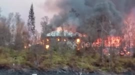 Lava fires engulf beautiful home as twin lava fountains rage in the background