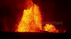 Up close of twin lava geysers