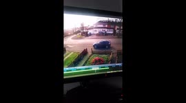 Car loses control and just misses Car on pavement