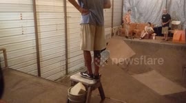 Flying Skateboard Hits Man In The Face