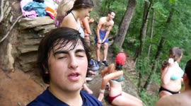 ROSWELL MILL CLIFF JUMPING! *HE ALMOST FELL* *NOT CLICKBAIT*