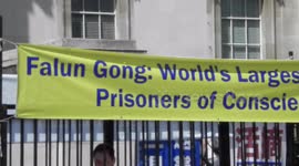 Falun Gong demo in Trafalgar square to show the plite of the Chinese people suffering for there faith-by Jim Connor