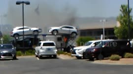 Mercedes Transport Truck Arrives At Dealership With Engine Fire & A Full Load!!