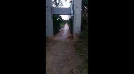 Strong winds shake footbridge