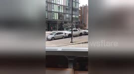 Boxed-in driver shunts vehicles out of the way