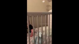 Baby pretending to sleep