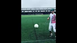 Man hits soccer player in the nuts with ball on string