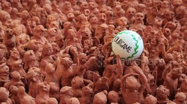 These clay artists created an impressive army of terracotta soccer players