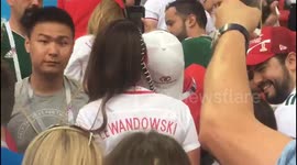 Robert Lewandowski's wife, Anna Lewandowska, poses for selfies at the World Cup