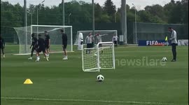 England manager Southgate seen at training after dislocating shoulder