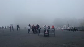 Edinburgh Castle completely obscured by fog