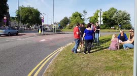 Killers fans in Swansea make the most of the Heatwave sweeping across the UK