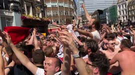 England Fans celebrating in the streets of London after beating Panama 6-1
