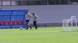 Thierry Henry shows off his tricks and flicks during Belgium training