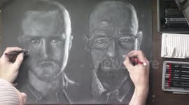 TWO HANDED Breaking Bad Jesse & Walt Speed Drawing