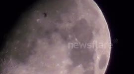 A flying bird on the face of the Moon