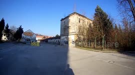 Ruined military barracks in Sarajevo filled with graffity