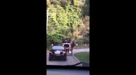 Seven school kids pile onto roof of bus in Philippines