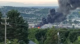 Enormous barge fire blazes in South Seattle