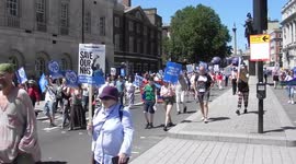 3- 70 birthday of the NHS demo in London by Jim Connor thousands of protesters in central London chanting Torys out asking the government for more money to help with services