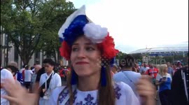 Russian fans' happiness and Spanish fans' sadness after the match