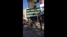 People celebrate at Staples Center for the Lebron Janmes signing