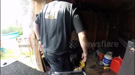 Pranking friend with fake snake