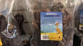 Dogs do taste test between bizarre treats of rabbit stick, dehydrated kangaroo lung, and beef trachea
