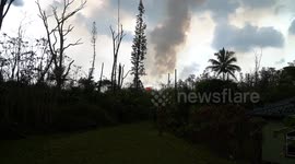 Hawaii Kilauea Volcano Ash Cloud, Smoke and Tephra A View from a Leilani Resident's Back Yard Looking at Fissure 8