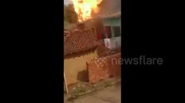 Terrifying moment three LPG cylinders explode during wedding in India