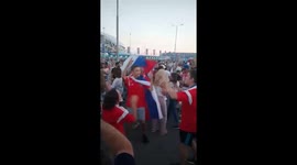 Russians party outside Fisht Stadium, Sochi before Croatia match