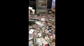 Inside a damaged building from flood-hit western Japan