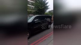 Trump's entourage rolls through London's Camden