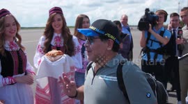 Raw footage: Maradona arrives in Belarus for welcome ceremony as he takes on new job with Dynamo Brest
