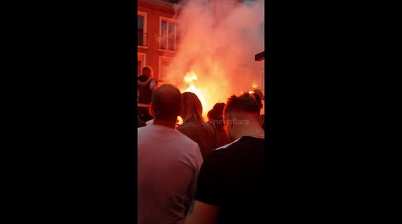 Dancing in the street. Flares. Laughter, singing this was what it was like after the France Belgium semi final in Calais, so pleased we were there to witness it all