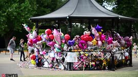 Thousands of painted stones have been laid at a bandstand in memory of a brave seven-year-old girl who died from cancer
