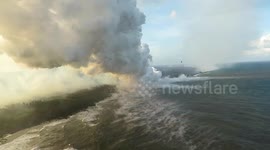 Chopper flies through corrosive seawater plumes in Hawaii