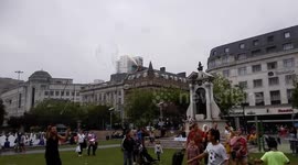 Man making big bubbles