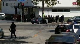LAPD lineup outside trader joes in silverlake los angeles
