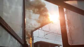 Electric train cables explode during storms in the Philippines