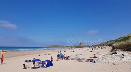 Newquay beach first weekday of holidays