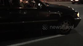 DRUNK LADY ARRESTED after DRIVING ON SIDEWALK! Long Beach, California