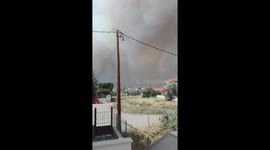 Fire a the Gerania Mountains at Kineta, Attica, Greece