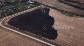 Fire scorched and brown fields in the East Midlands