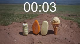 Remarkable timelapse video shows melting times of four different ice-creams in the sun